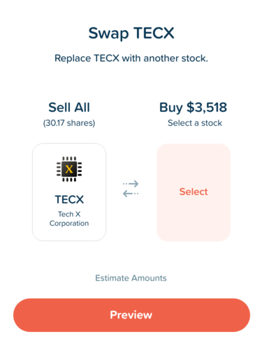 Selecione uma ação que você possui